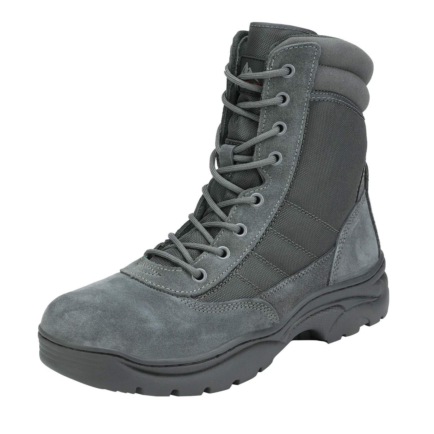 NORTIV 8 Men's Military Tactical Work Boots Side Zipper Leather Motorcycle Combat Boots Trooper,Size 11,Dark/Grey,TROOPER